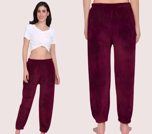 Dropship Solid Warm Wool Ladies Pajama (Pack of 2)