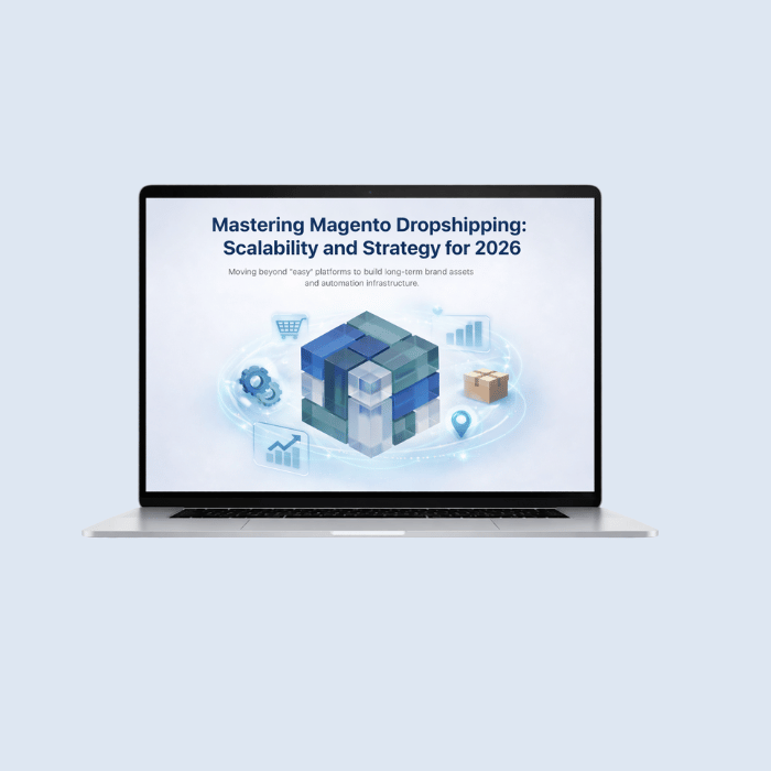 Magento dropshipping scalability and automation strategy illustration for 2026